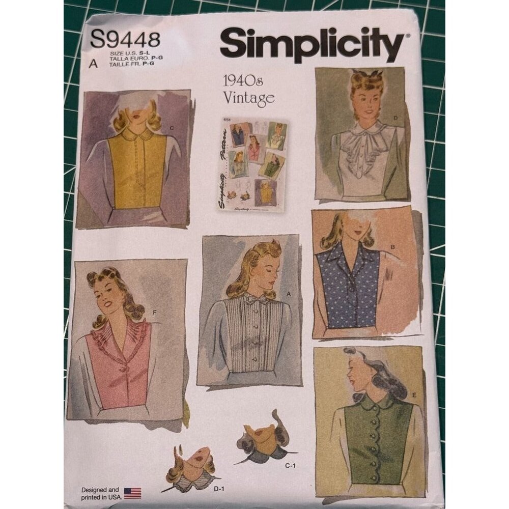 Simplicity S9448 Vintage 1940s Misses Shirtfront Sewing Pattern S-L